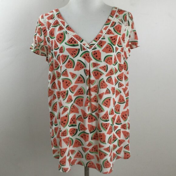 Anthropologie Maeve Watermelon Blouse 12 - Picture 3 of 10